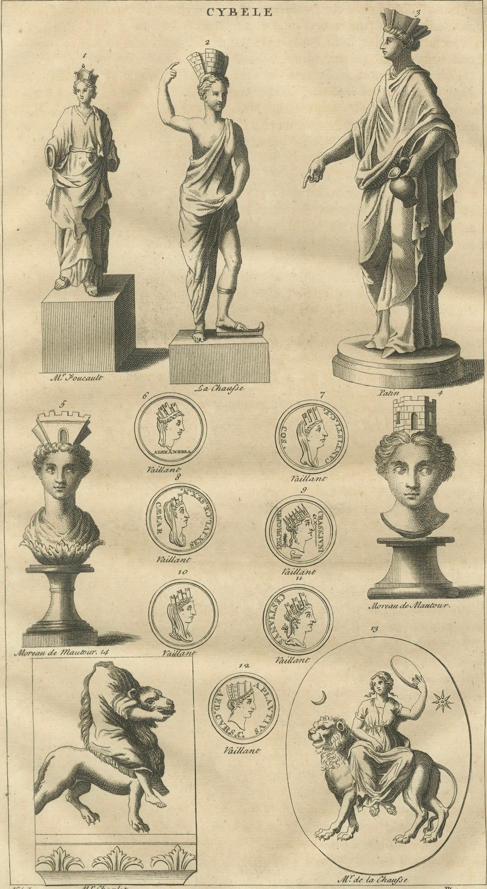 Cybele, Magna Mater – Classical Goddess Statues and Medals, Montfaucon, 1721