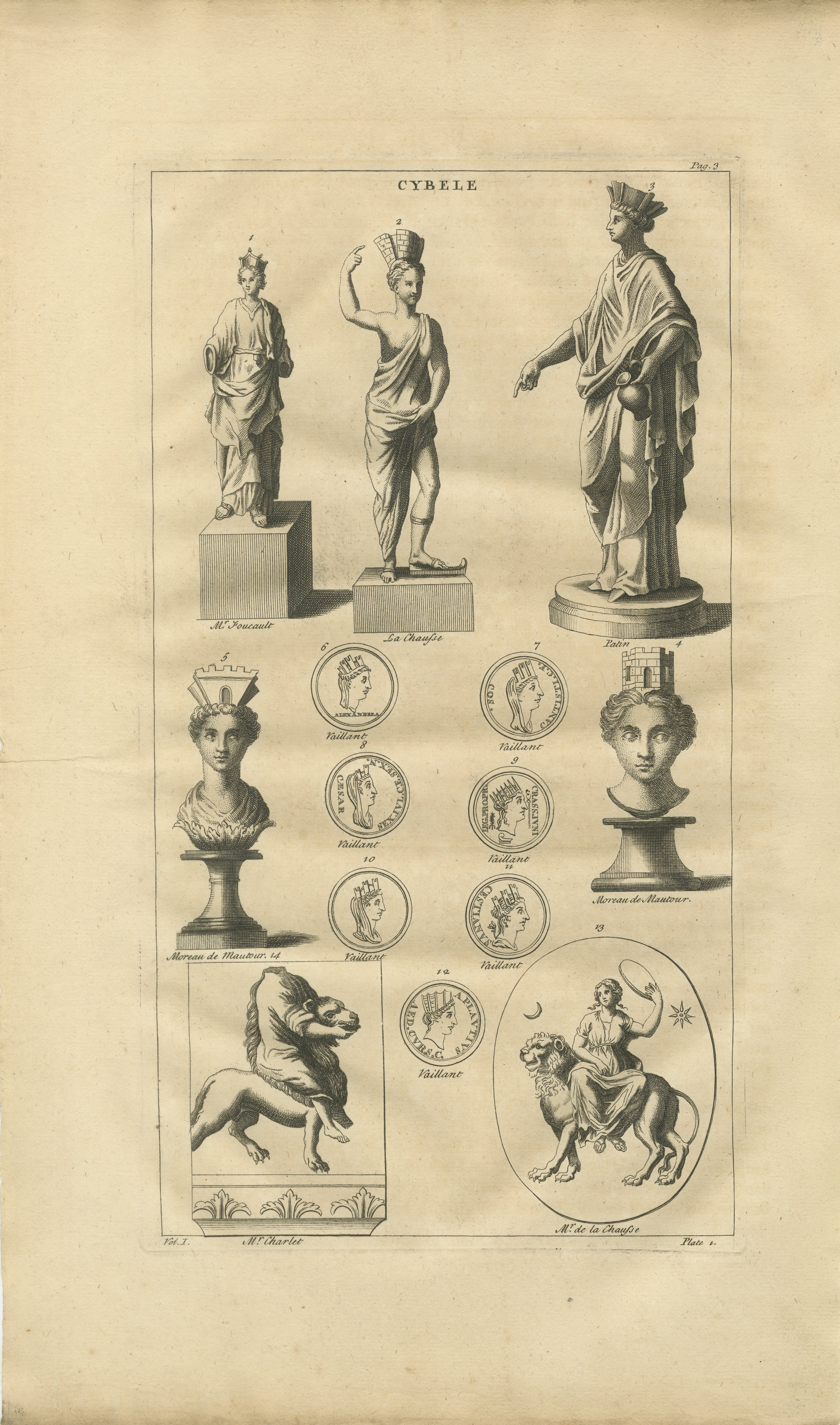 Cybele, Magna Mater – Classical Goddess Statues and Medals, Montfaucon, 1721