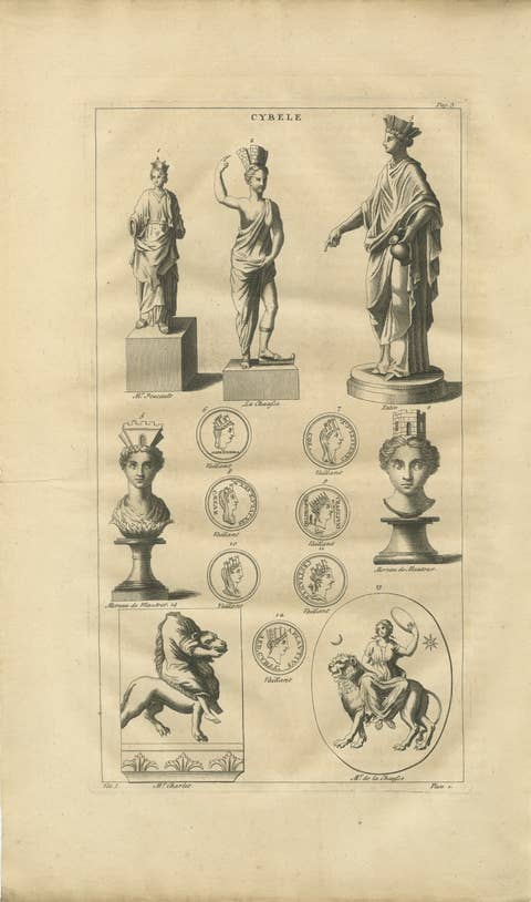Cybele, Magna Mater – Classical Goddess Statues and Medals, Montfaucon, 1721
