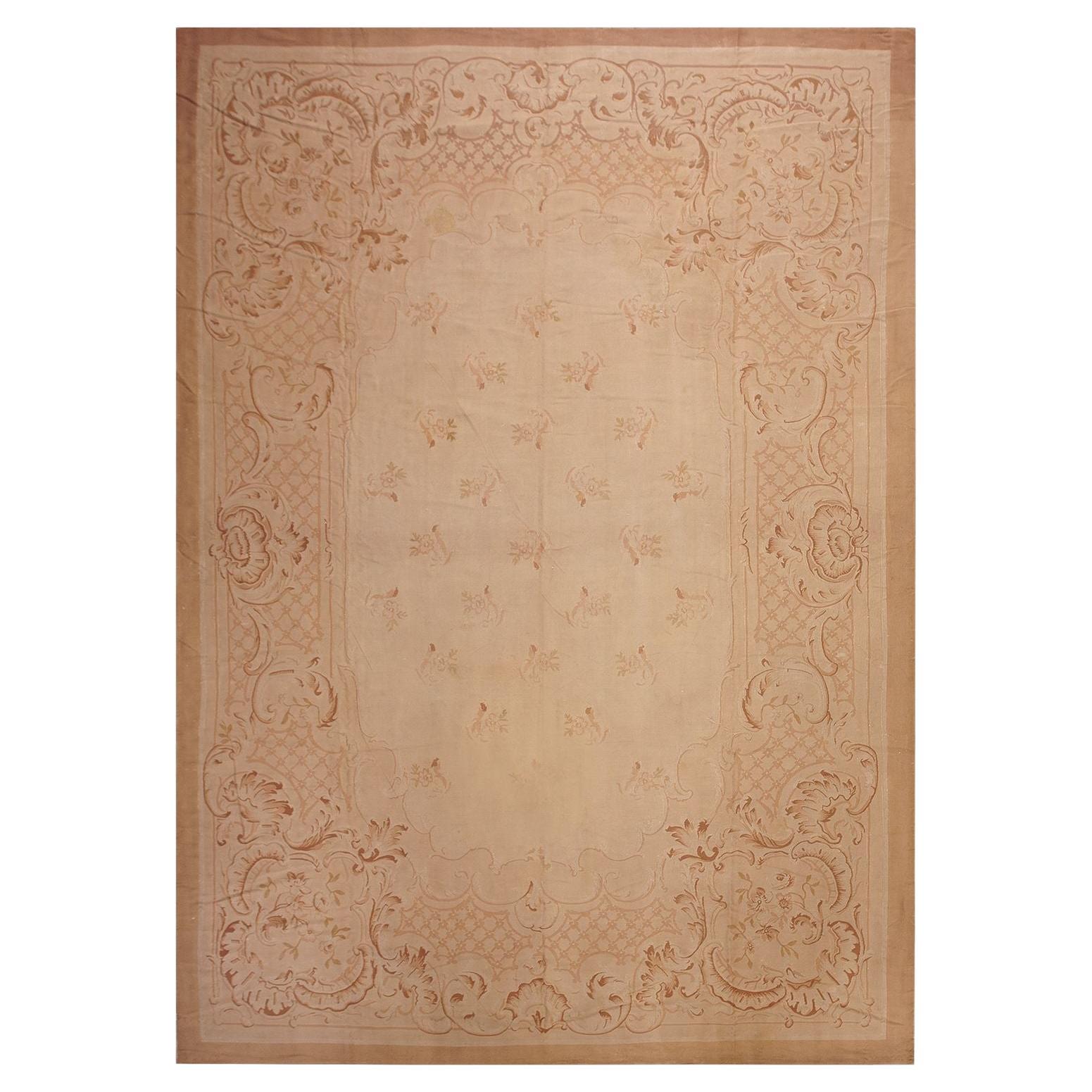 CYBER DEAL, Antique French Aubusson Hand woven Rug Napoleon III Fine 9x13 C.1870