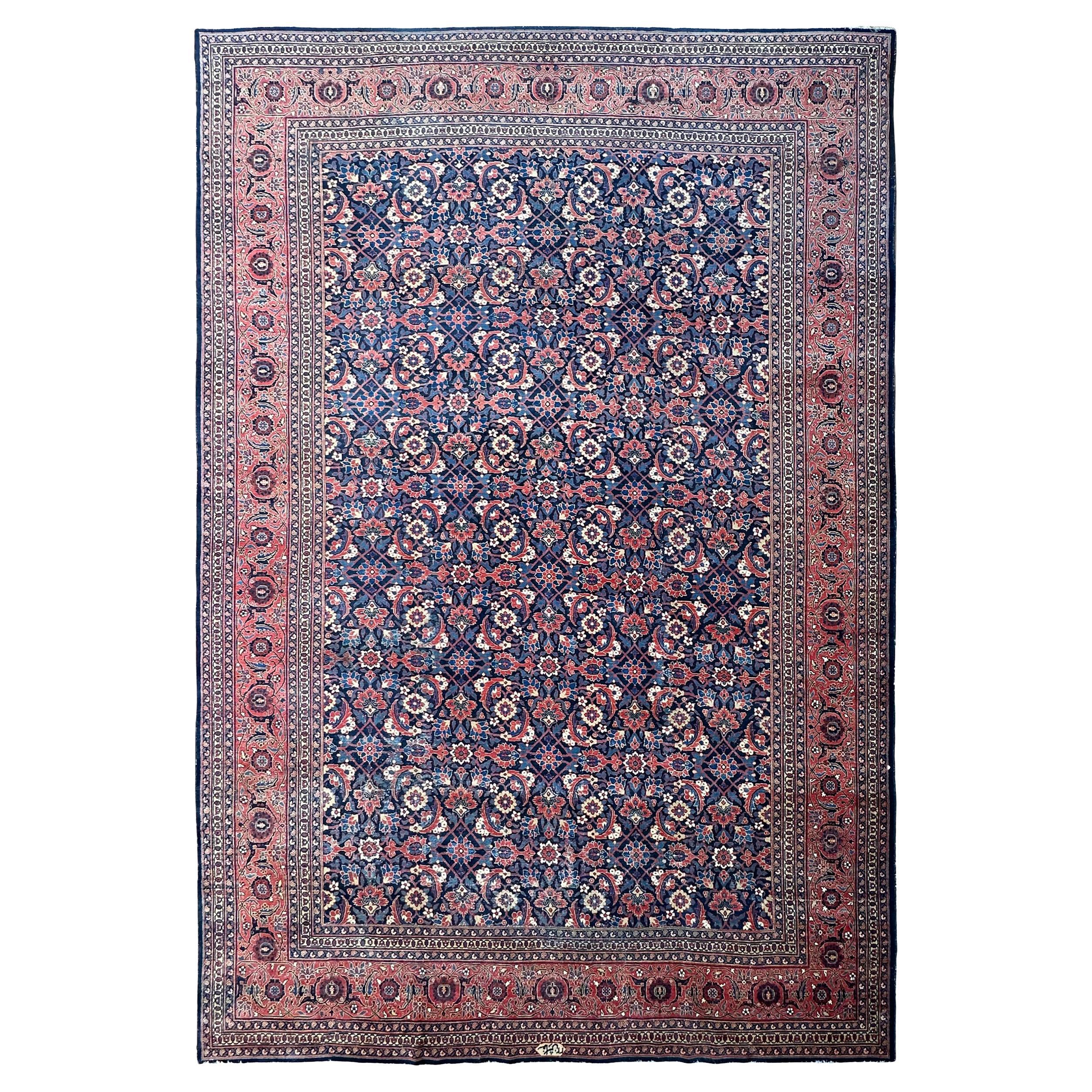 CYBER EVENT, Antique Authentic Tabriz Rug Fine Persian Rug 12x18 c.1890 For Sale