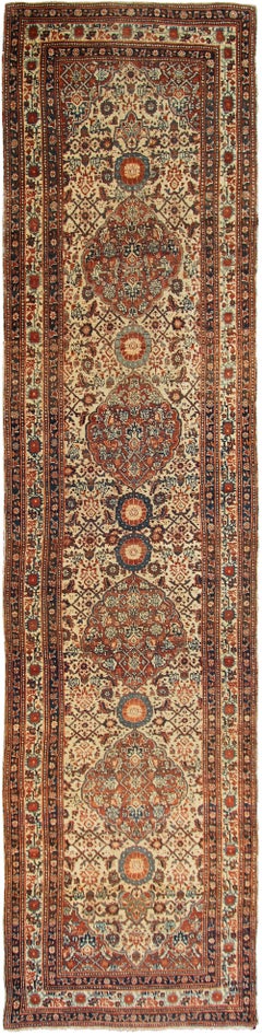 CYBERDEAL, Runner in lana antica 3x11 84cmx340cm Medaglione fine c.1890