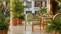 Cyclades Outdoor Dining Chair in Iroko Wood with Woven Sunburst Back