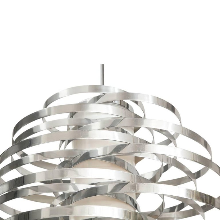 Cyclone Chandelier, Aluminum, Metallic Chrome Bands For Sale 4