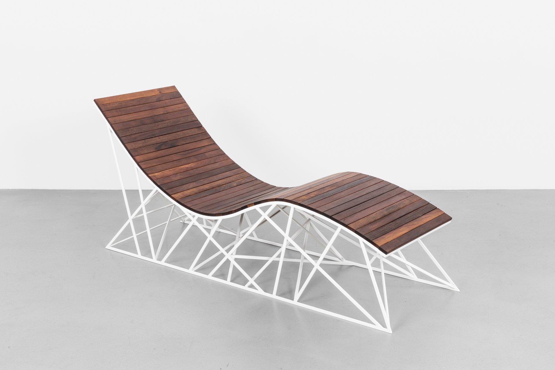 Part of the Smithsonian Renwick Gallery's permanent collection, the Cyclone Lounger is inspired by Coney Island's famous Cyclone coaster. The Limited Edition Lounger is made with reclaimed ipe wood from the original Boardwalk. The lounger's