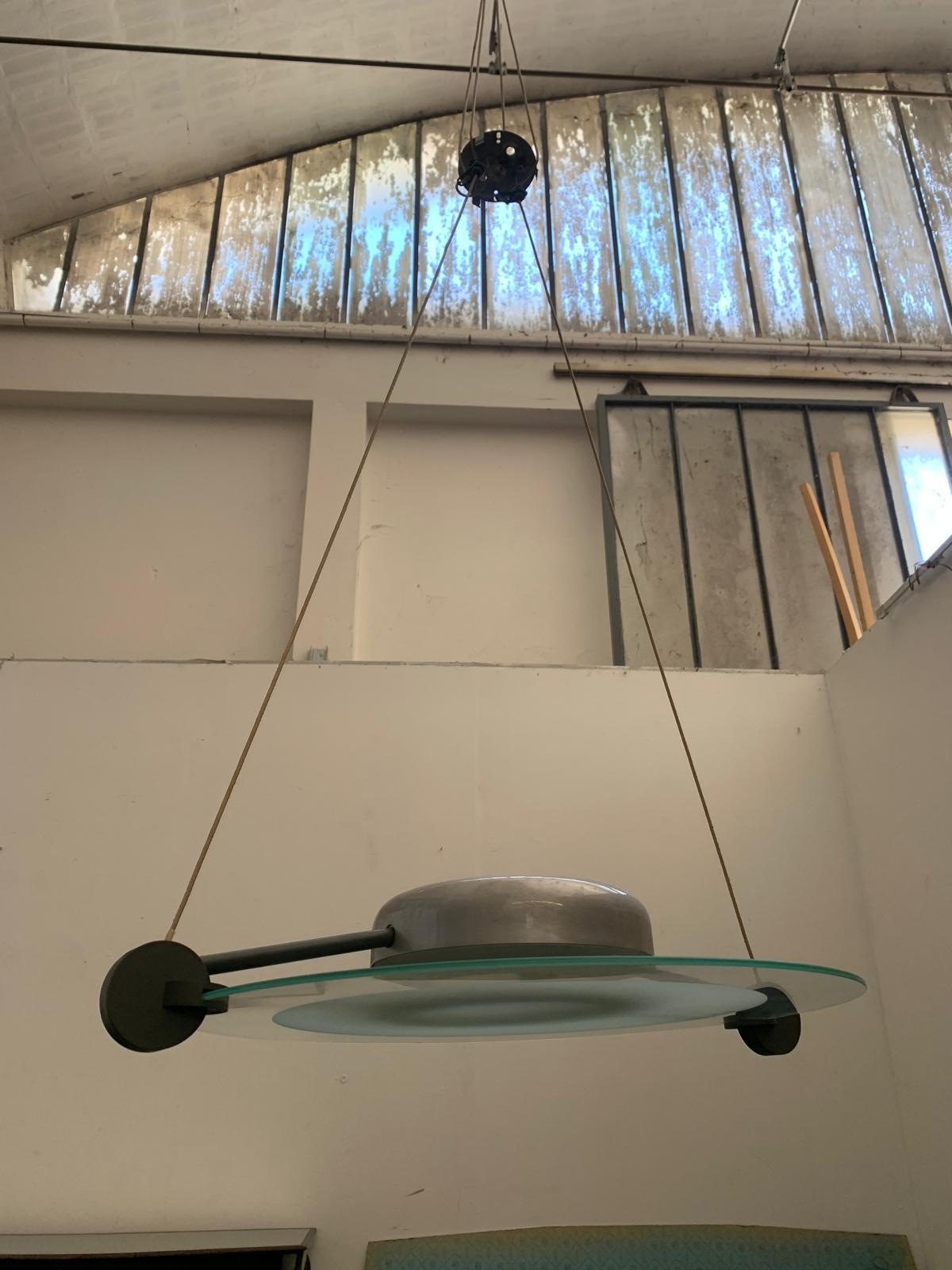 Alluminio Lampadario Cyclos di Michele de Lucchi per Artemide, anni '80 in vendita