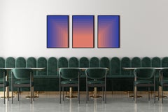 Trittico di campi di colore, quadrati, transizioni di corallo, minimalista geometrico, limitato