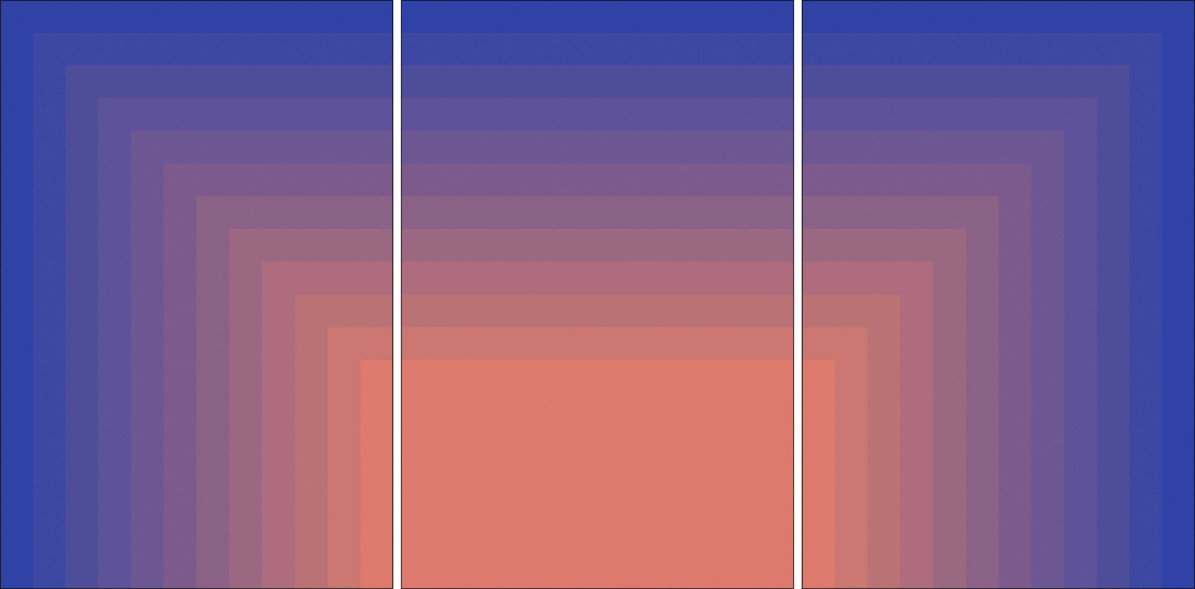Color Field Triptych, Squares Coral Transitions, Geometric Minimalist, Limited
