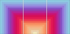 Holy Mountain, Sunset Vivid Tones, Geometric Portal, Limited Giclée Triptych