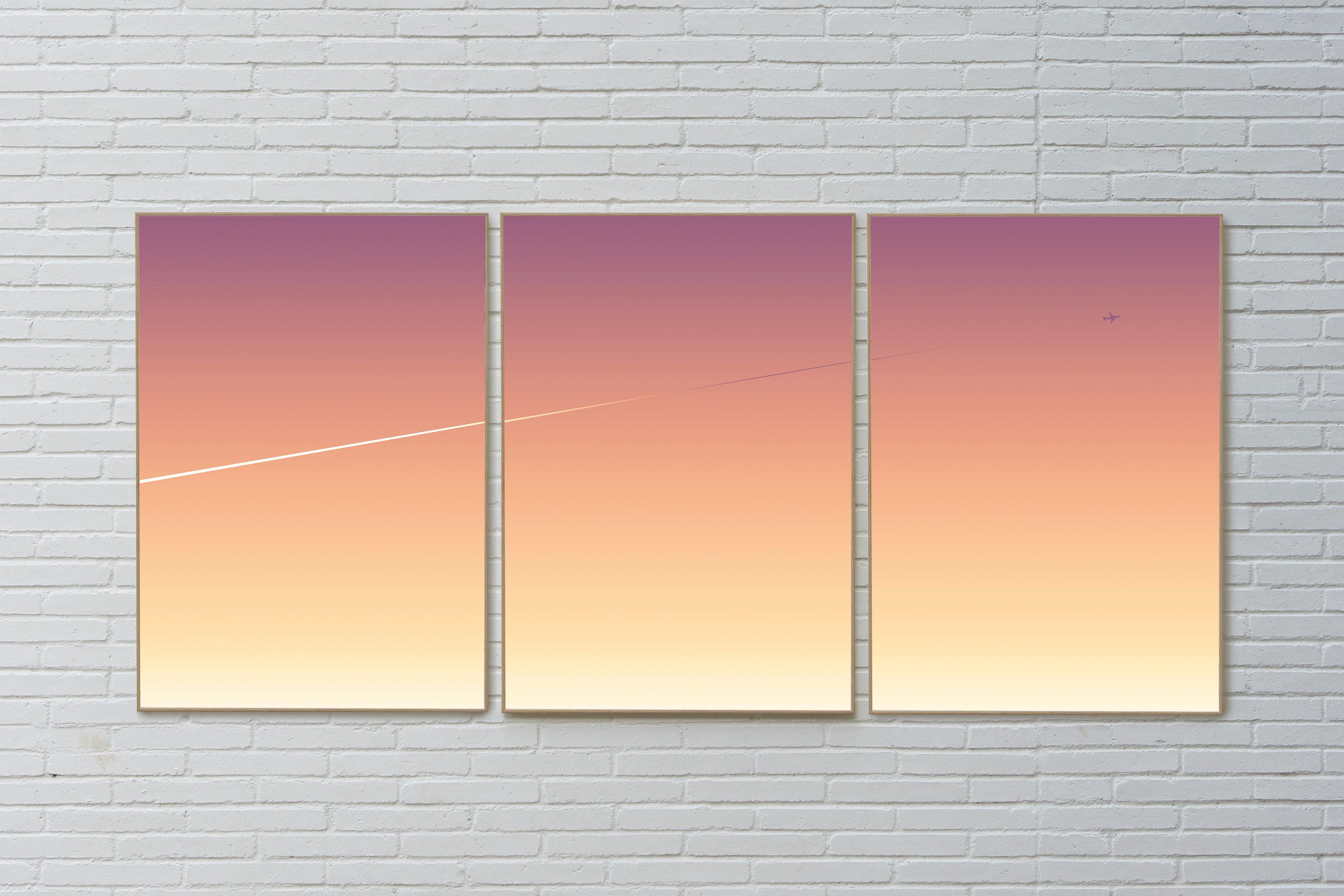 Sky Atmosphere Triptych, Coral Tones Gradient, Sky Cut, Limited Edition Giclée - Print by Cyd Fontaine