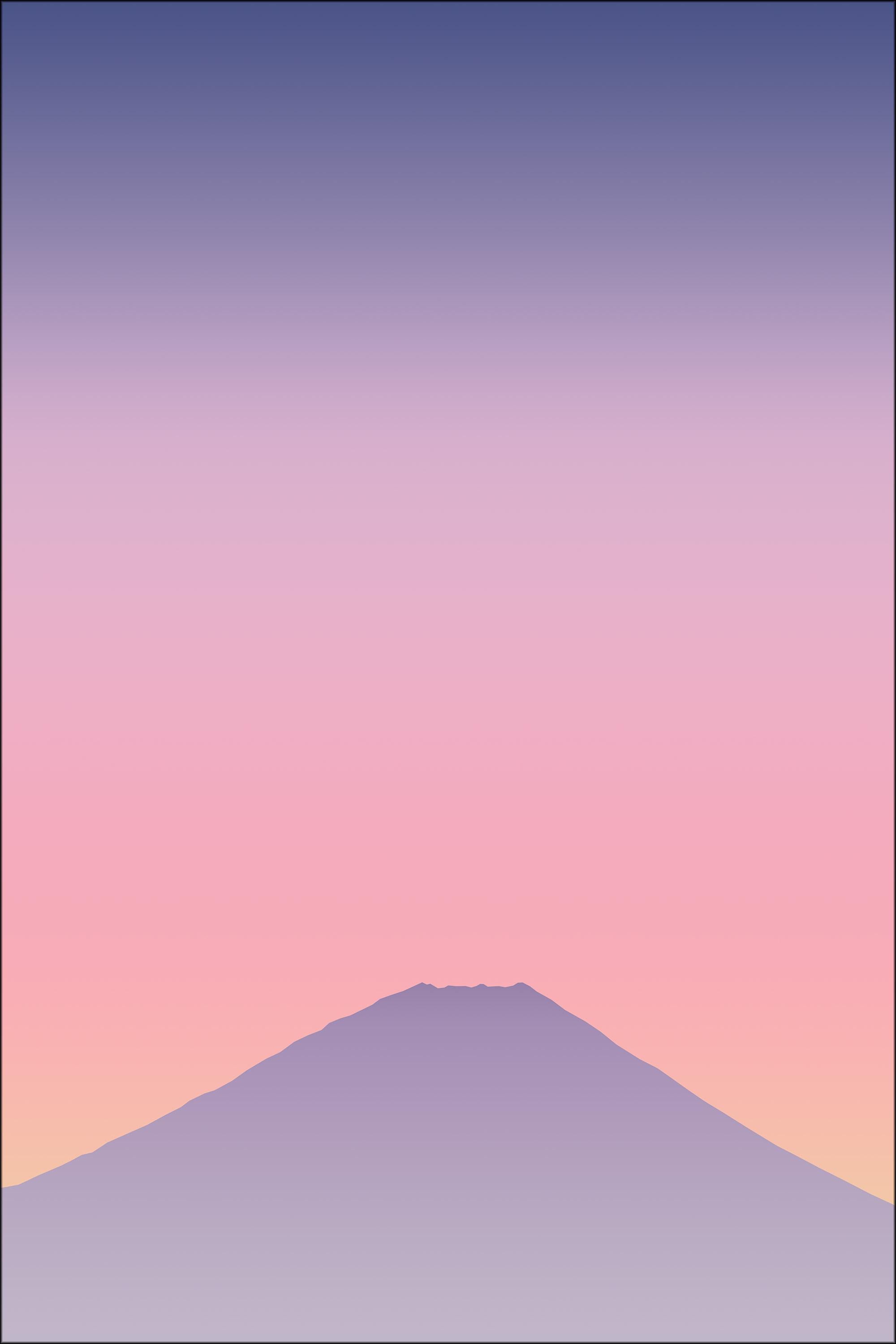 Skyline Triptych of Mount Fuji Sunset, Gradient Pink to Blue, GIicée Print, 2024 For Sale 7