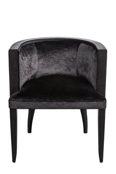 Cygal Art Deco Barrel Chair in Walnut Ebonized, in Stock, Available Now