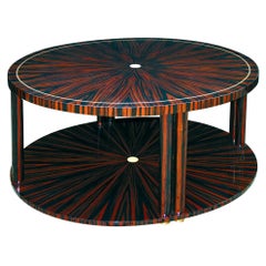 Cygal Art Deco Round Macassar Cocktail Table, Handcrafted in Germany