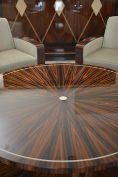 Cygal Art Deco Round Macassar Cocktail Table, in Stock, Available Right Away