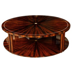 Cygal Art Deco Round Macassar Cocktail Table, in Stock, Available Right Away