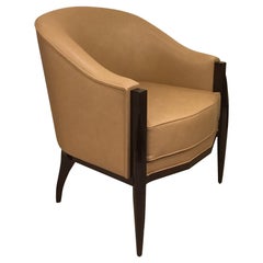 Cygal Art Deco Walnut Armchair after Ruhlmann Design, en stock, disponible maintenant