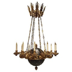 Cygne Chandelier 12 arms black and antique bronze