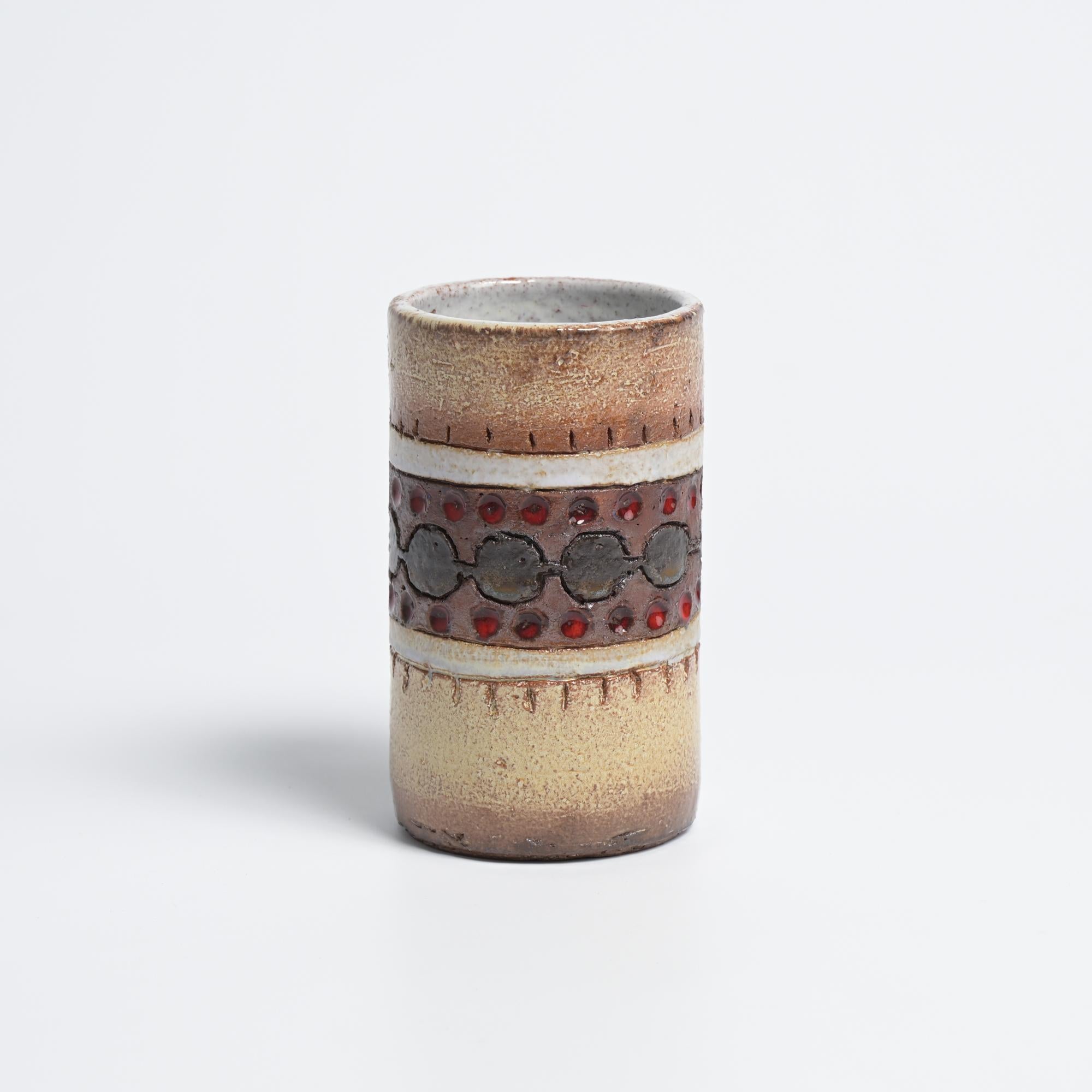 Mid-20th Century Cylidinrical Vase by Perignem For Sale