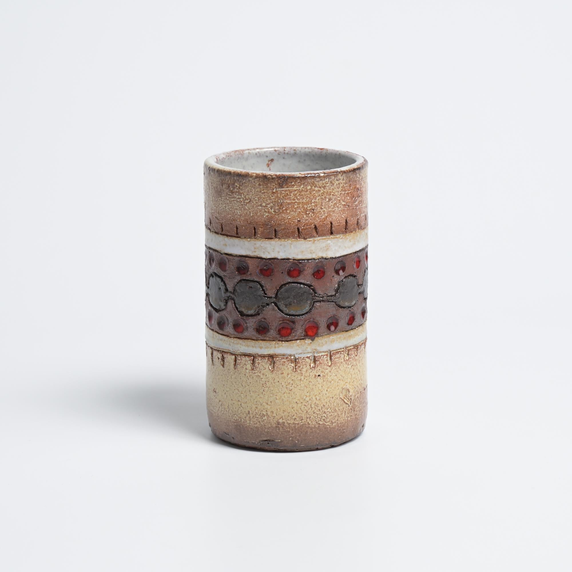 Ceramic Cylidinrical Vase by Perignem For Sale