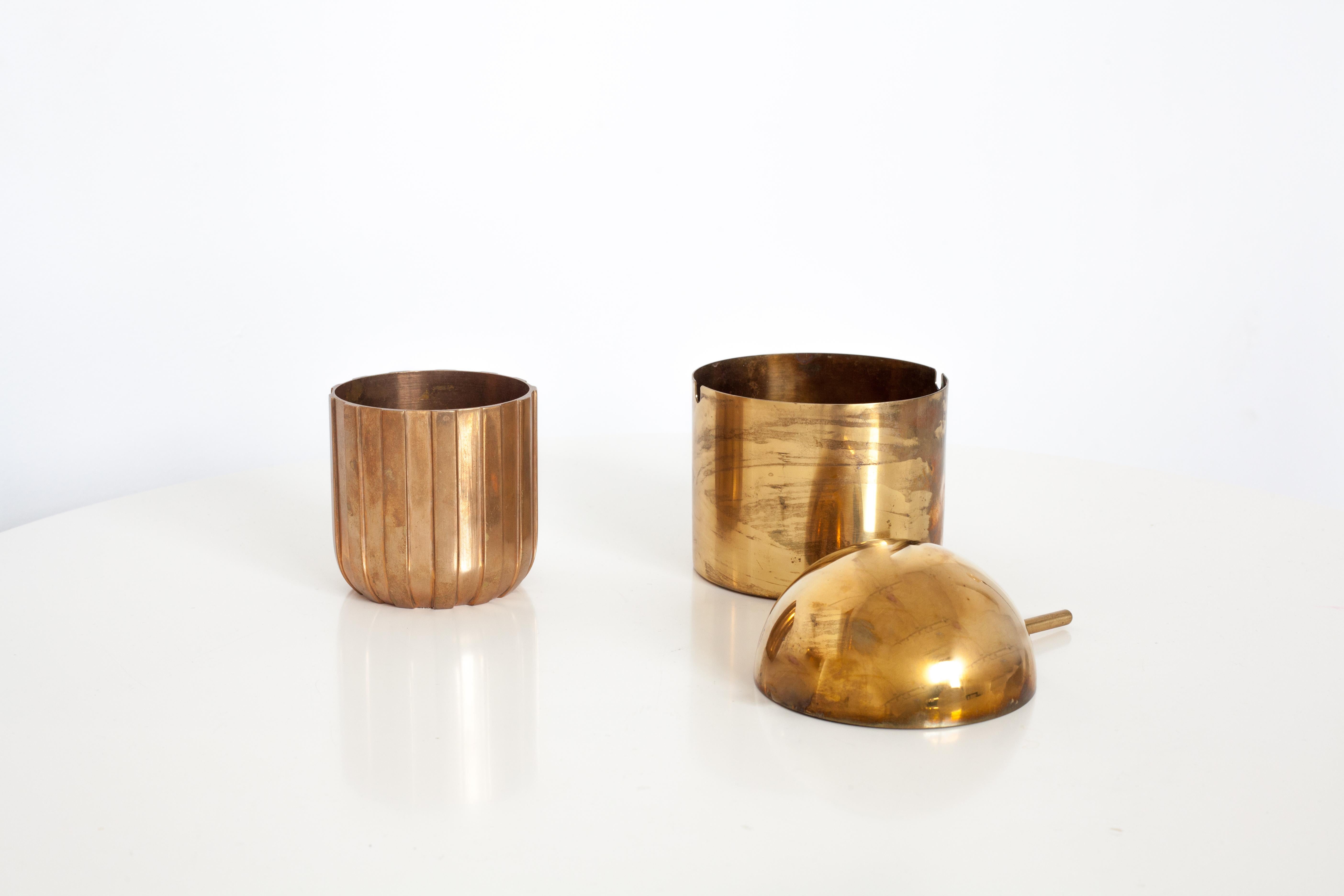 Mid-Century Modern Cylinda-Line Brass Ashtray by Arne Jacobsen X Stelton with Brass 