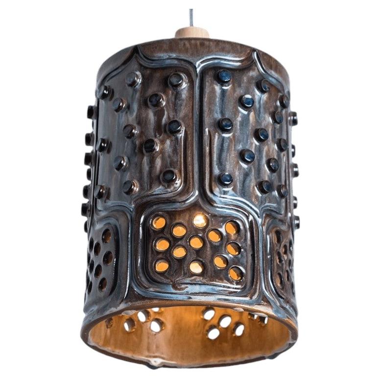 Cylinder Brown Blue Ceramic Pendant Light, Denmark, 1970 For Sale at ...