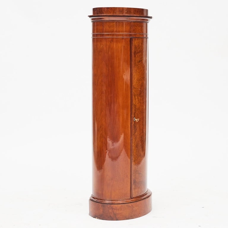 Empire Cylinder Burl Walnut Pedestal Cabinet, Copenhagen, 1830-1840 For Sale