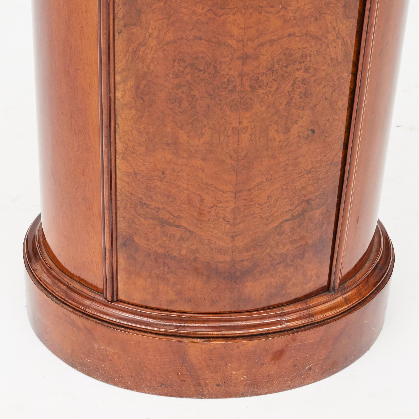 Cylinder Burl Walnut Pedestal Cabinet, Copenhagen, 1830-1840 For Sale 1