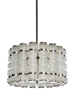 Cylinder crown in crystal and chrome by Orrefors for Tyringe, Sweden, 1960s