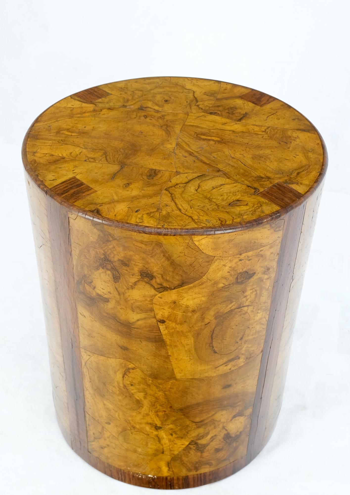 Cylinder Drum Shape 4 Drawers Italian Burl Olive Wood Small Dresser Stand Table  For Sale 7