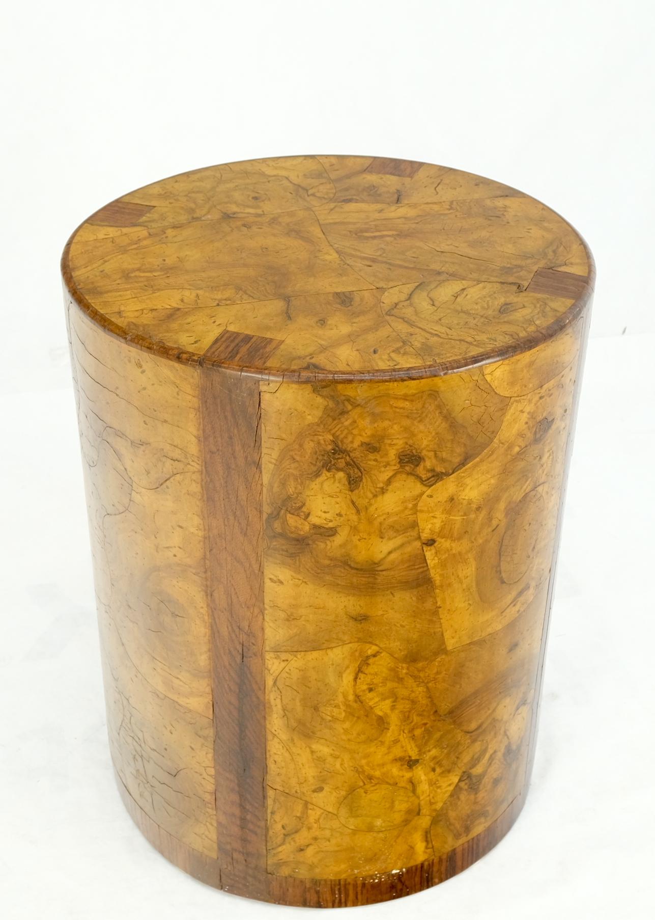 Cylinder Drum Shape 4 Drawers Italian Burl Olive Wood Small Dresser Stand Table  For Sale 8
