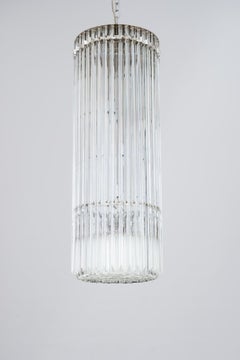 Cylinder Flush Mount Transparent Blown Murano Glass Limited Edition, Italy