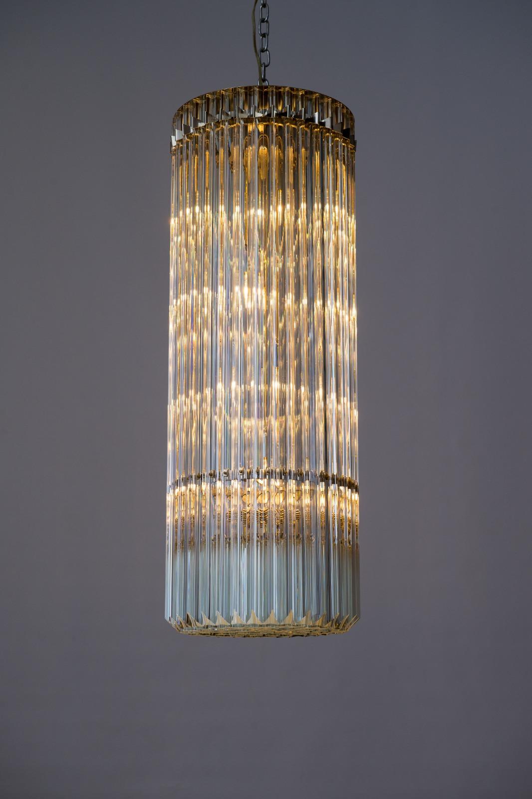 Zylinder Einbaubeleuchtung Transparent geblasener  Muranoglas, limitierte Auflage, Italien  (Art déco) im Angebot