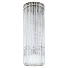 Cylinder Flush Mount Transparent Blown  Murano Glass Limited Edition, Italy 
