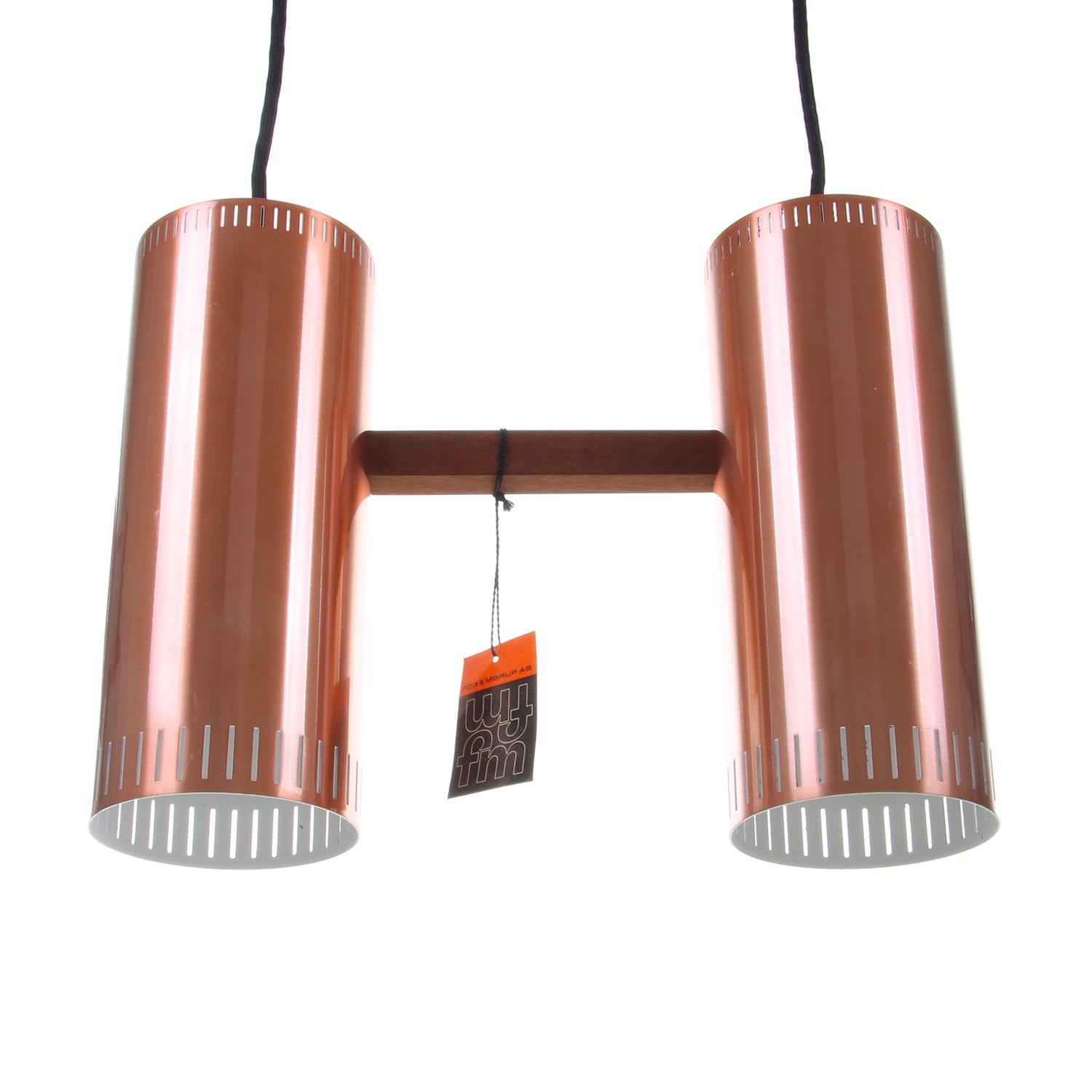 Cylinder II, Copper Pendant Light 'Mint' by Jo Hammerborg Fog & Morup in 1966 (Skandinavische Moderne)