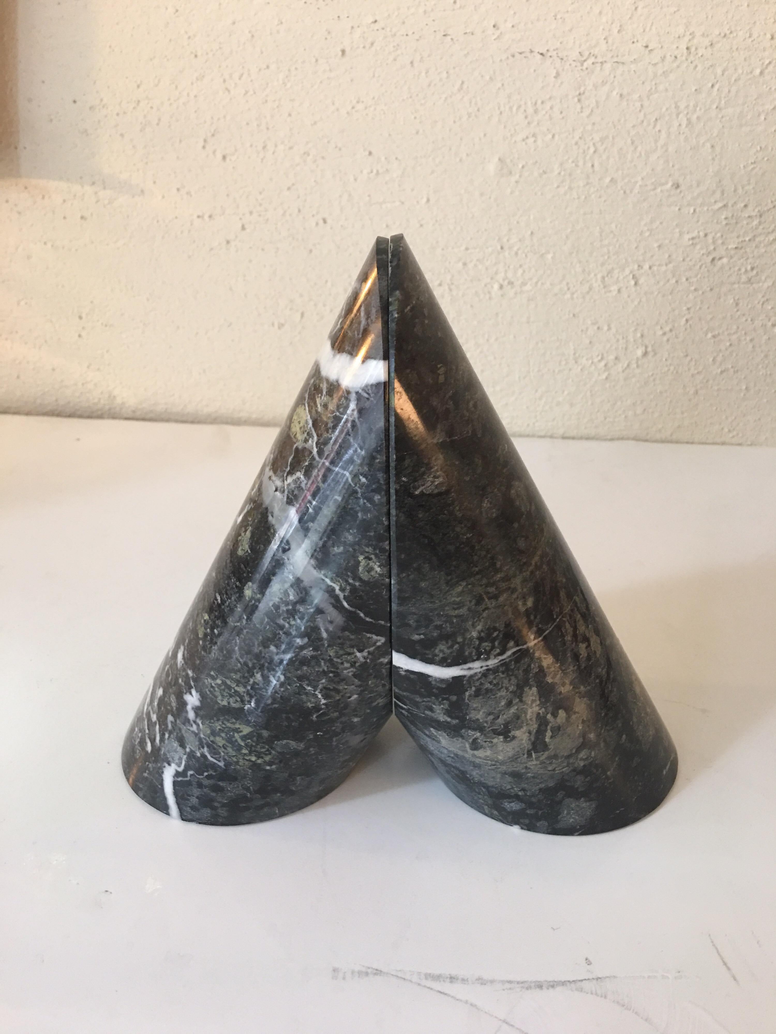 Mid-Century Modern Cylinder Marble Bookends