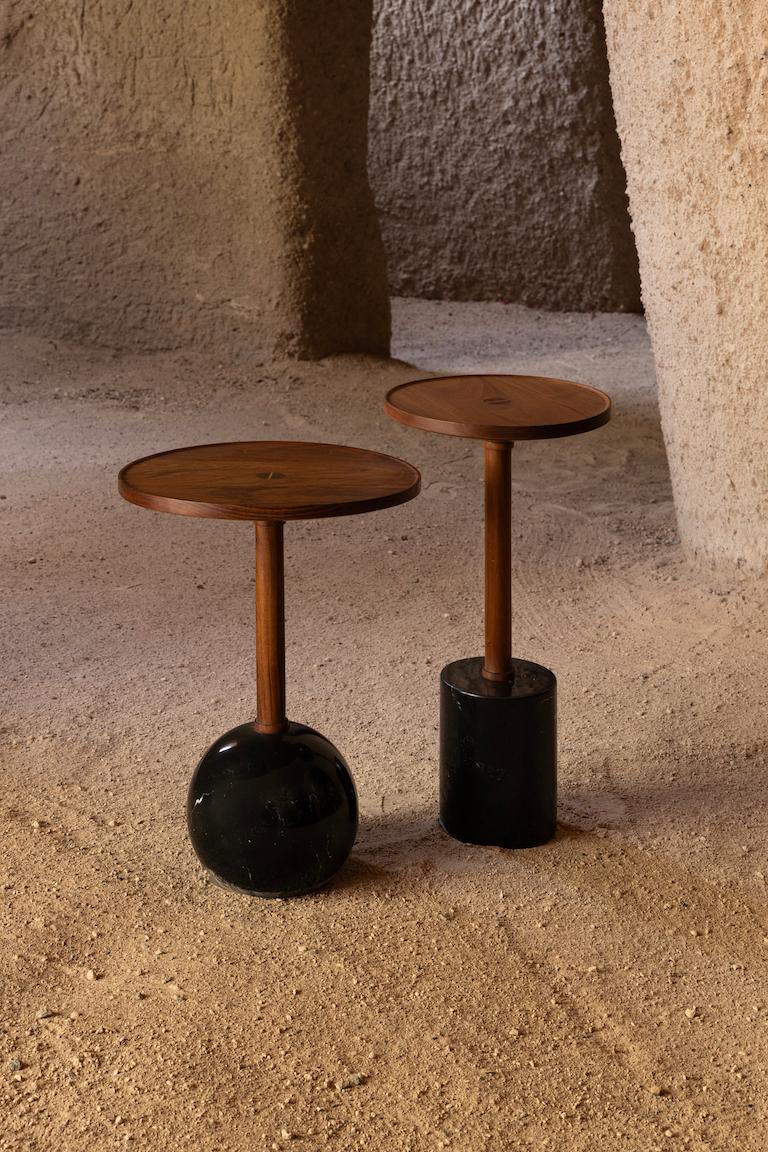 Cylinder Monterrey Side Table, Black Marble For Sale 7