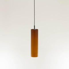 Cylinder Shaped Amber Murano Glass Pendant by Venini, 1980s