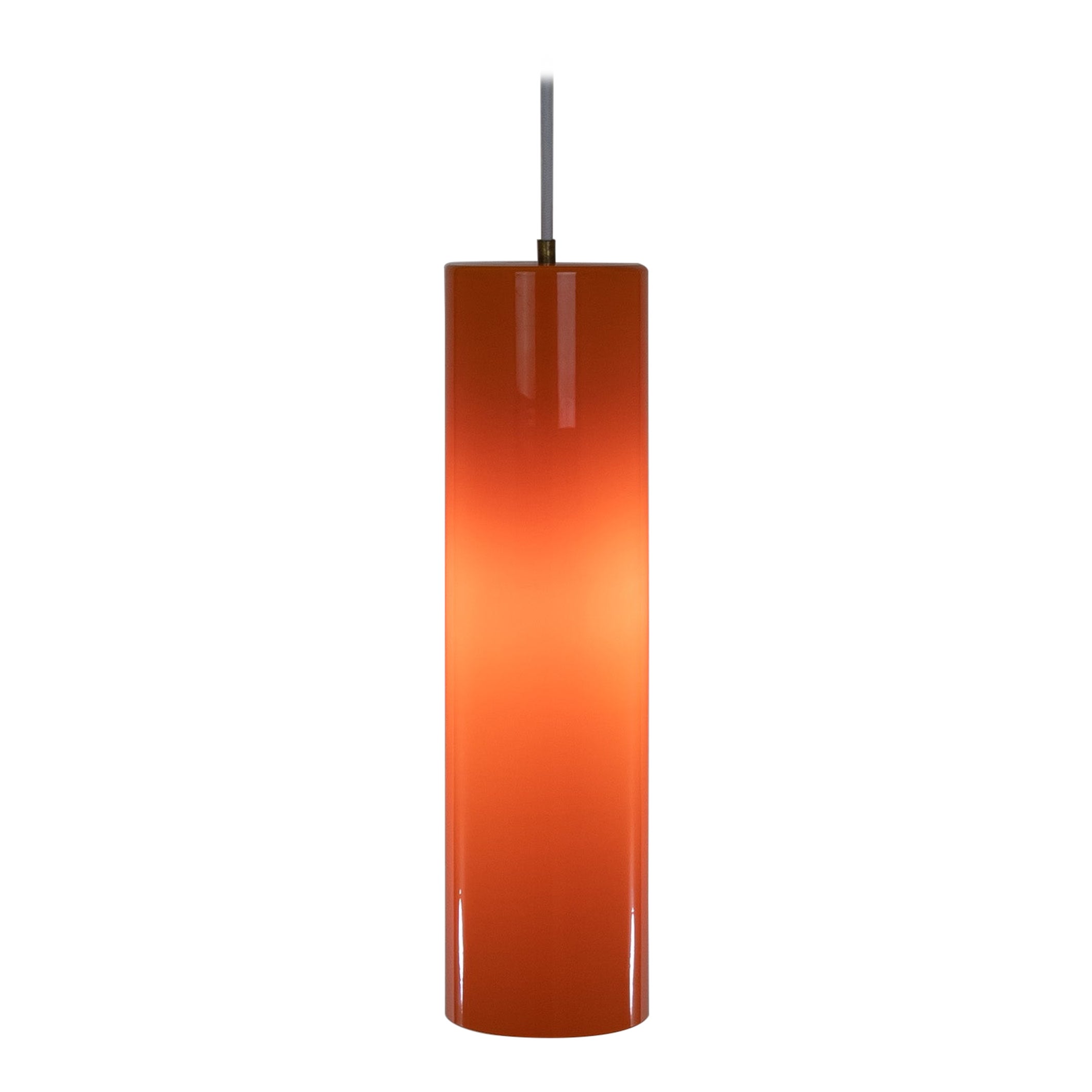 Pendentif en verre de Murano orange en forme de cylindre par Venini, 1950 en vente