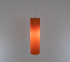 Cylinder Shaped Orange Murano Glass Pendant by Venini, 1950s