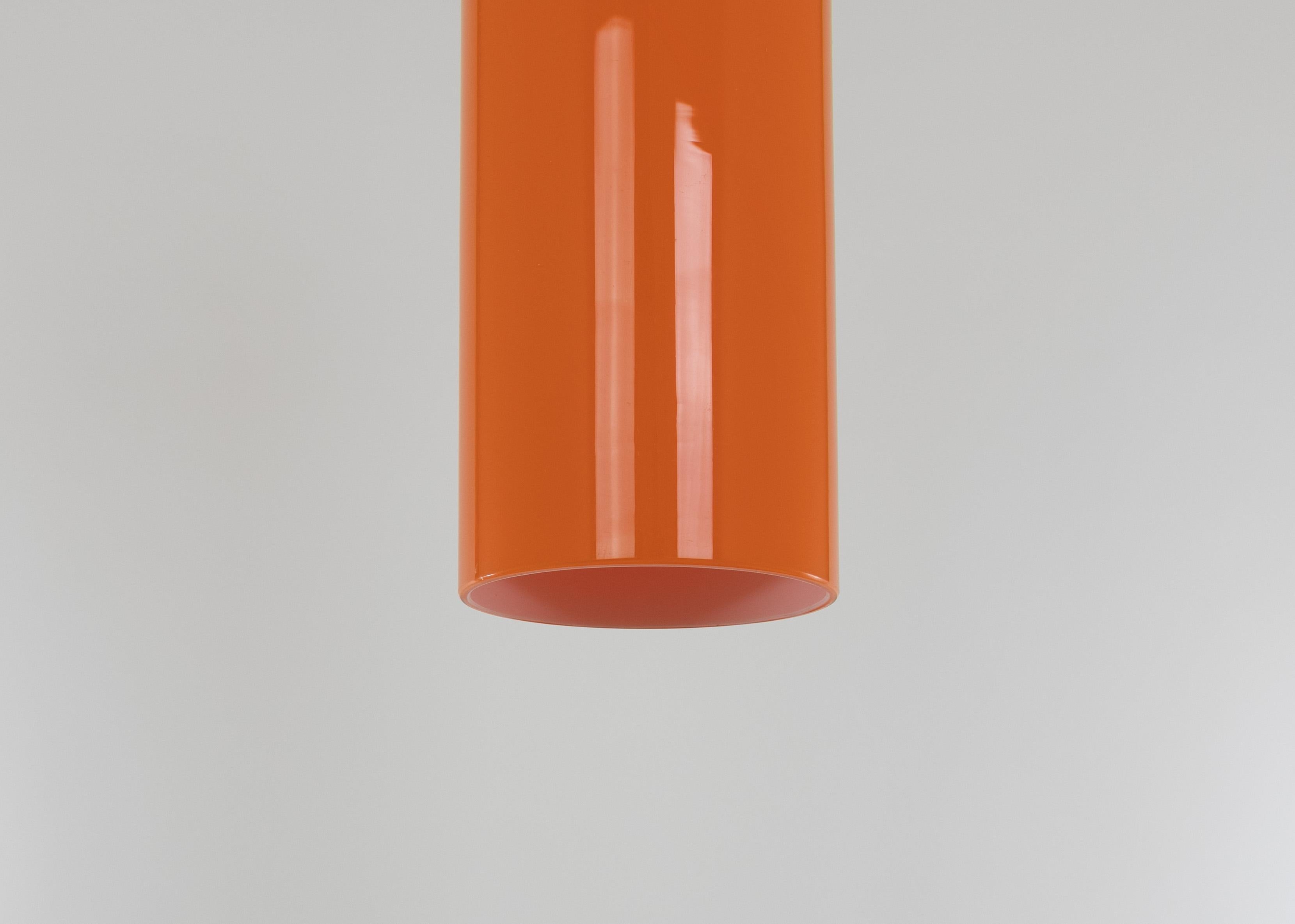 Mid-20th Century Cylinder Shaped Orange Murano Glass Pendant by Venini, 1950s For Sale