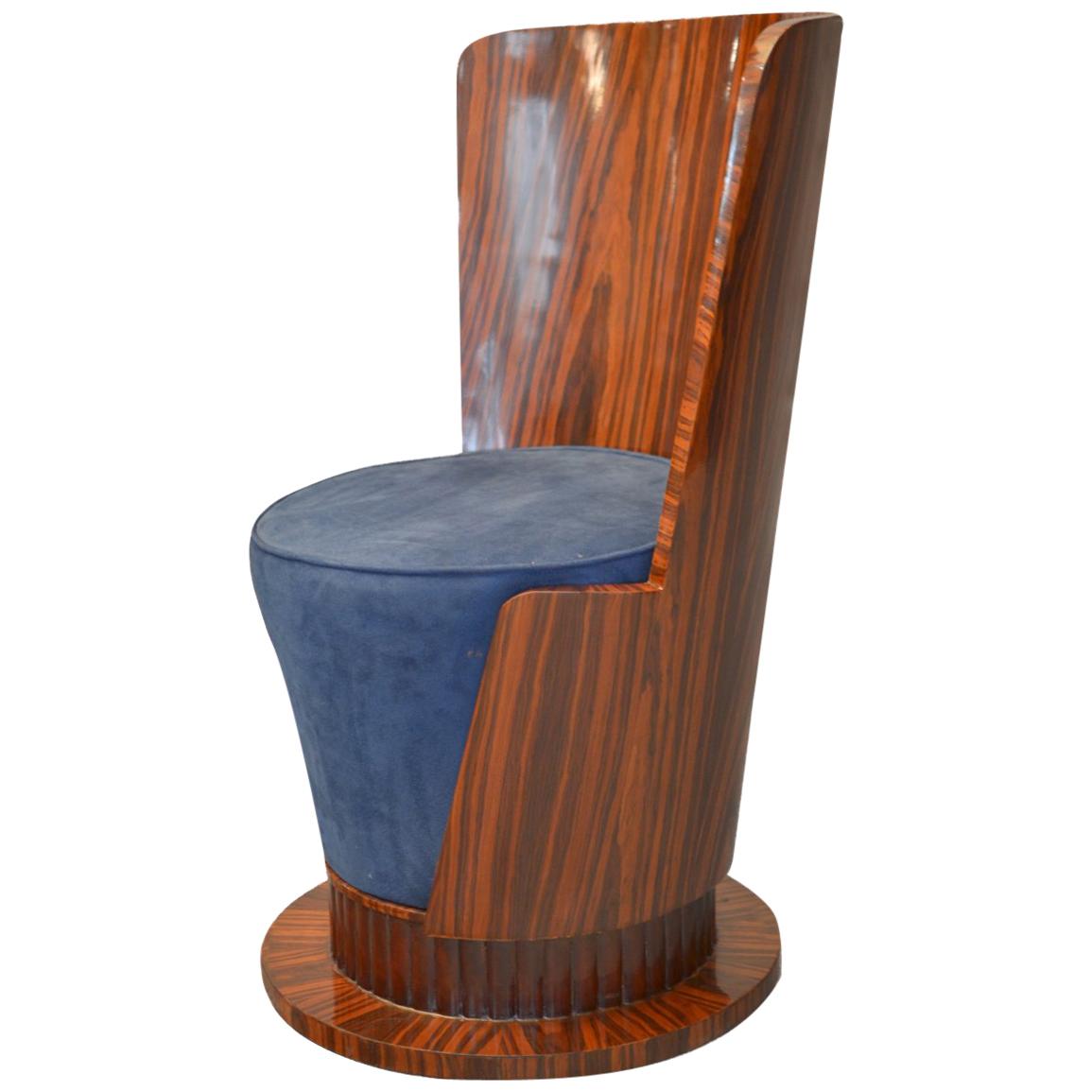 Cylinder Style Art Deco Armchair in Rosewood of French Origin Dated 1925 For Sale