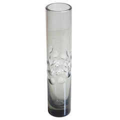 Cylinder Vase in Heavy Smoked Glass from the 1960s