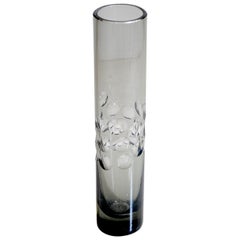 Vaso a cilindro in vetro fumé pesante degli anni '60