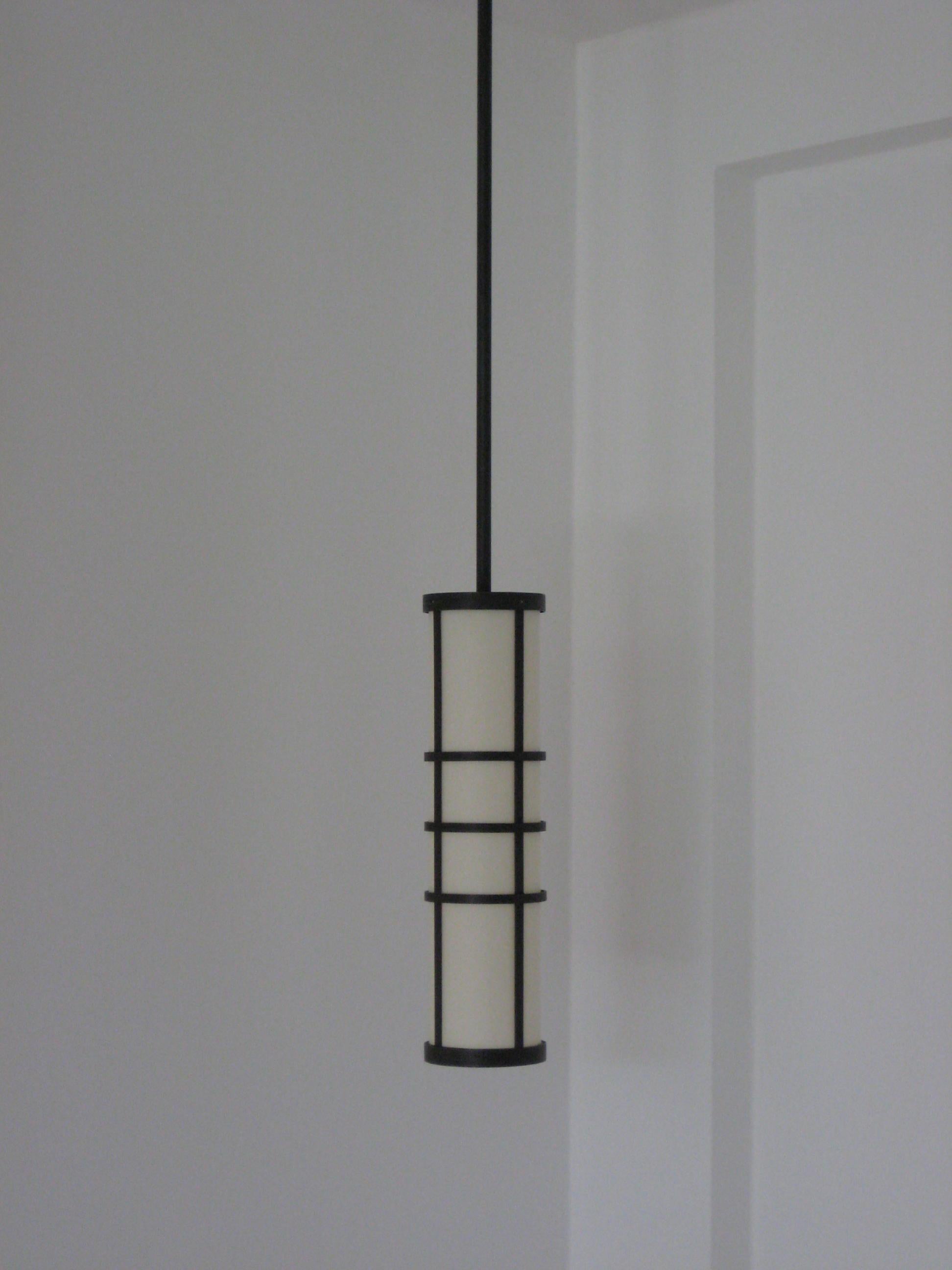 Blackened Cylinder Wall Fixture Linen or Brass Created by Atelier Boucquet For Sale