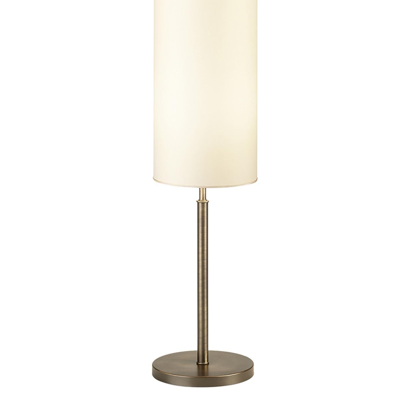 Italian Cylindra Brown Brass Floor Lamp For Sale