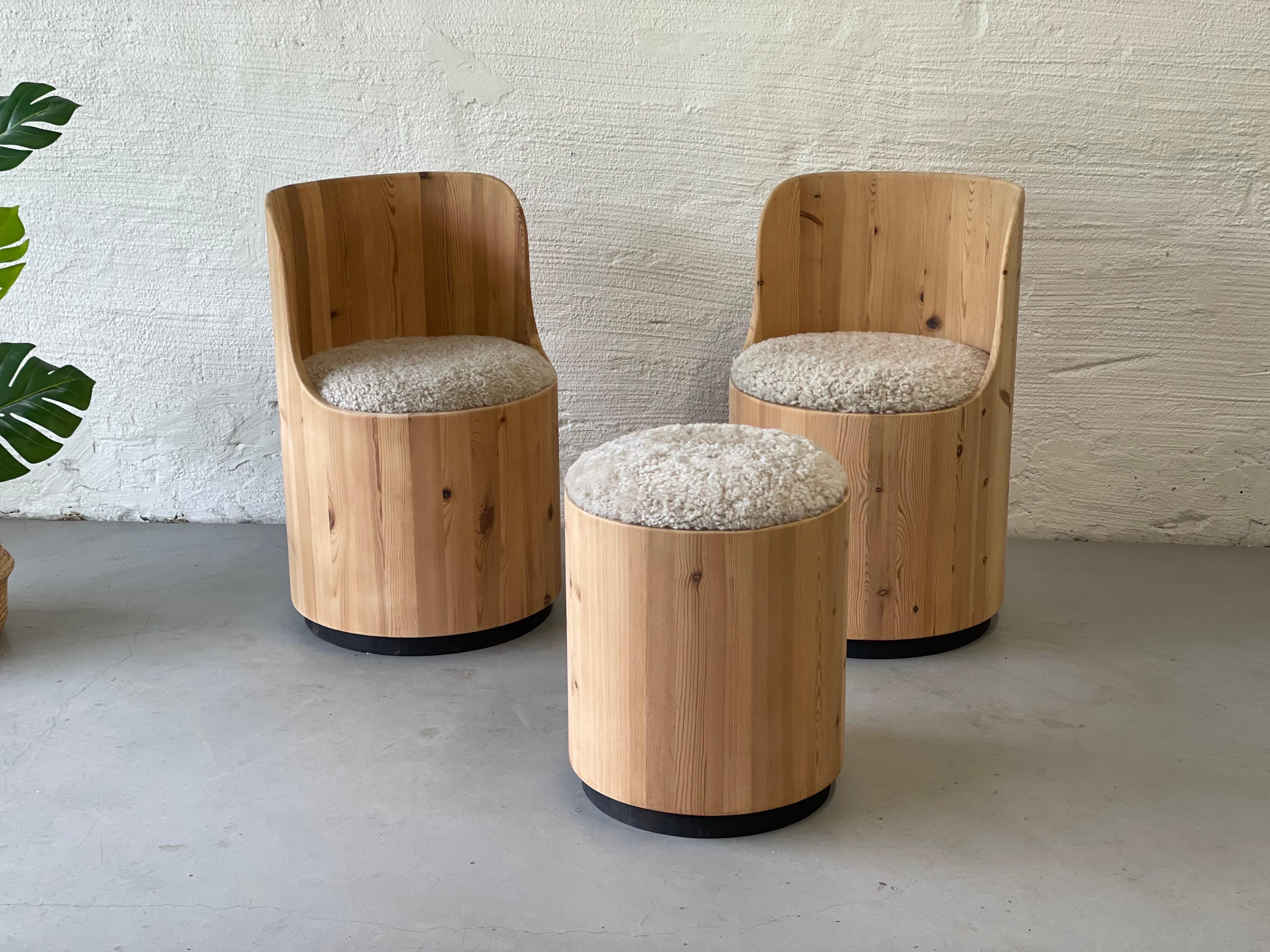 Peter Opsvik model Cylindra in Pine and Sheepskin, Lounge Chairs Norway ...