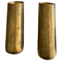 Cylindric Metal Sconces in Painted Bronze/Gold