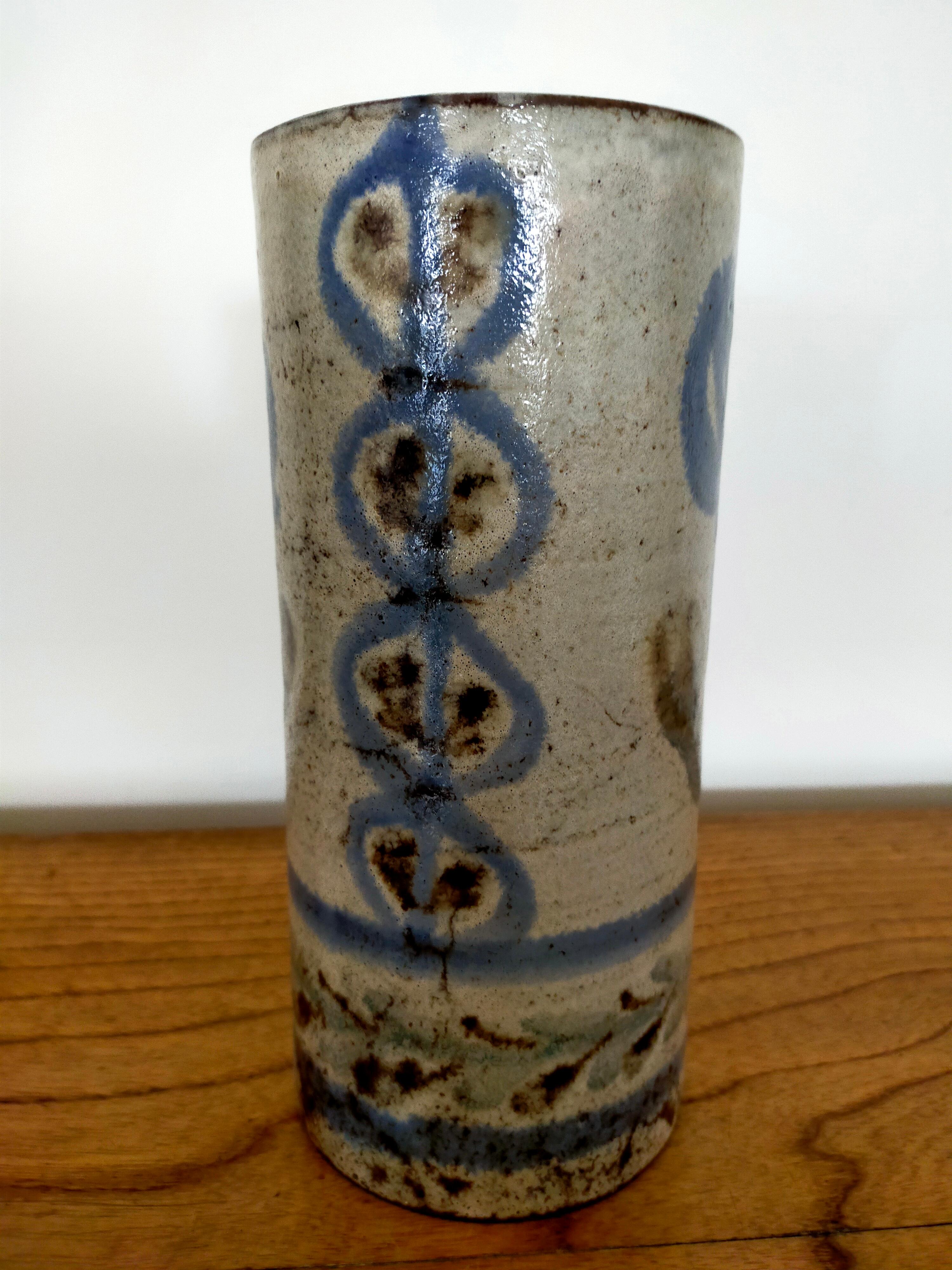 French Cylindric Vase by Gustave Reynaud Le Murier For Sale