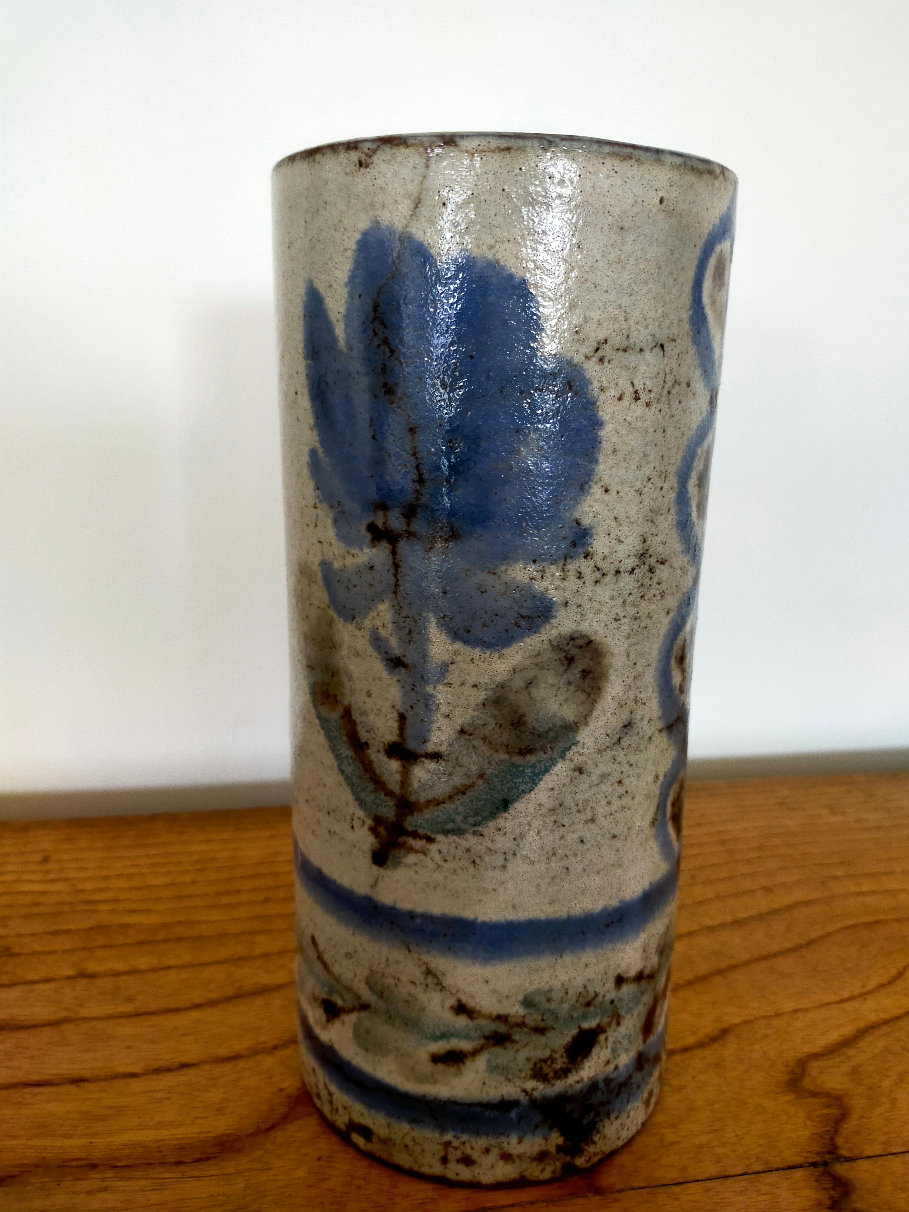 Cylindric Vase by Gustave Reynaud Le Murier In Good Condition For Sale In NEUVILLE-DE-POITOU, FR