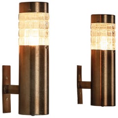 Cylindric Wall Lights in Metal and Structured Glass